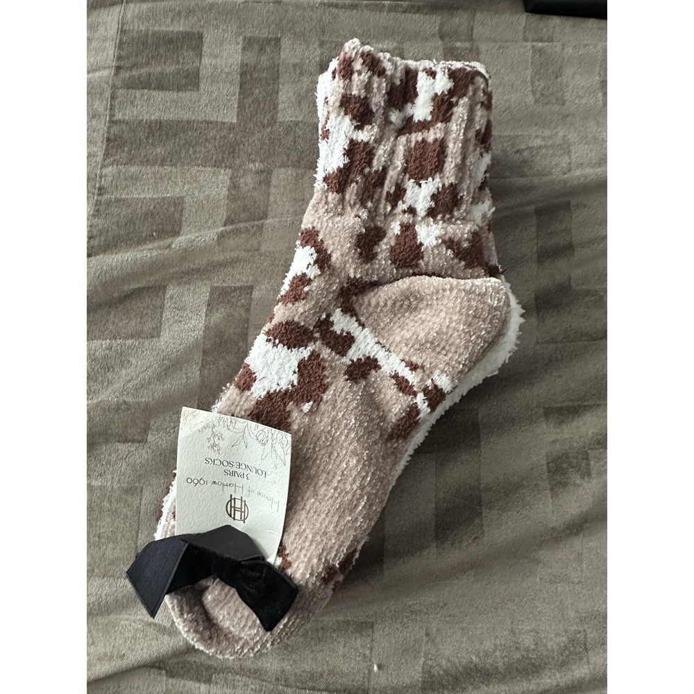 House Of Harlow 1960 Fuzzy Socks Womens One Size Multicolor Animal Print 3 Pairs